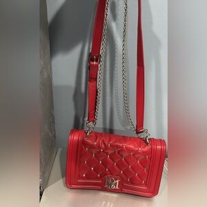 Badgley Mischka Red Quilted Crossbody Bag